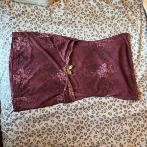 Princess Polly Floral Midi Dress - Burgundy with Silver Accent